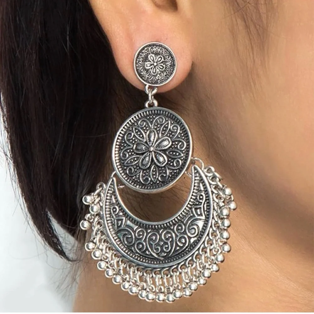 Intricate Silver Boho Earrings - Picture 3 of 5